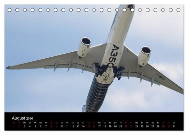 Produktbild: Airbus A350 Hautnah (Tischkalender 2026 DIN A5 quer), CALVENDO Monatskalender