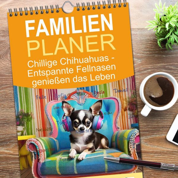 Produktbild: Familienplaner 2026 - Chillige Chihuahuas - Entspannte Fellnasen genie&szlig;en das Leben mit 5 Spalten (Wandkalender, 21 x 45 cm) CALVENDO