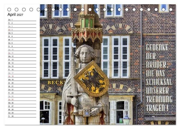 Produktbild: Bremen ganz nah (Tischkalender 2027 DIN A5 quer), CALVENDO Monatskalender