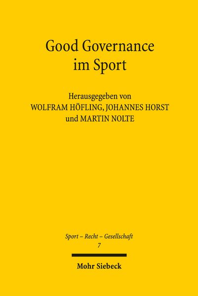 Produktbild: Good Governance im Sport