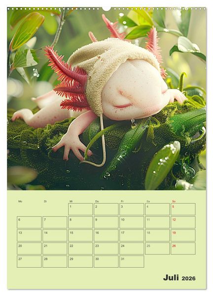 Produktbild: Axolotl. Lustiger Schwanzlurch mit Superkr&auml;ften (Wandkalender 2026 DIN A2 hoch), CALVENDO Monatskalender