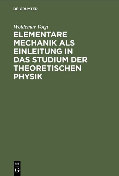 Produktbild: Elementare Mechanik als Einleitung in das Studium der theoretischen Physik