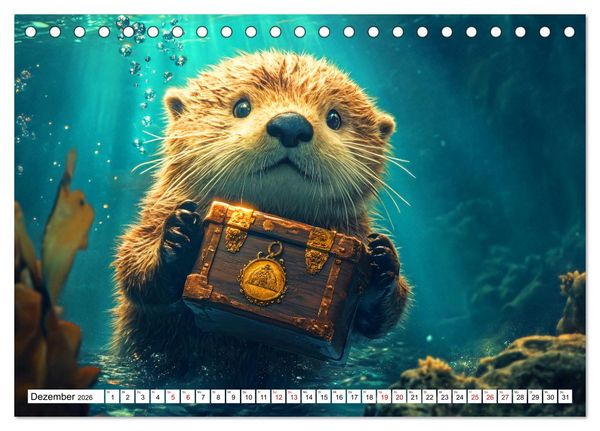 Produktbild: Otterwegs - 12 Monate tierischer Urlaubsspa&szlig; (Tischkalender 2026 DIN A5 quer), CALVENDO Monatskalender