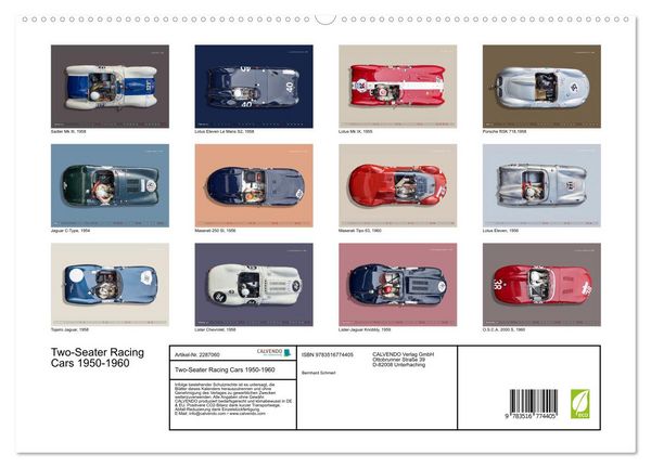 Produktbild: Two-Seater Racing Cars 1950-1960 (hochwertiger Premium Wandkalender 2027 DIN A2 quer), Kunstdruck in Hochglanz