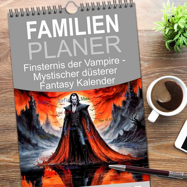 Produktbild: Familienplaner 2026 - Finsternis der Vampire - Mystischer d&uuml;sterer Fantasy Kalender mit 5 Spalten (Wandkalender, 21 x 45 cm) CALVENDO