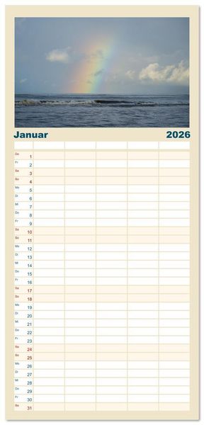 Produktbild: Familienplaner 2026 - Am Strand von Juist mit 5 Spalten (Wandkalender, 21 x 45 cm) CALVENDO