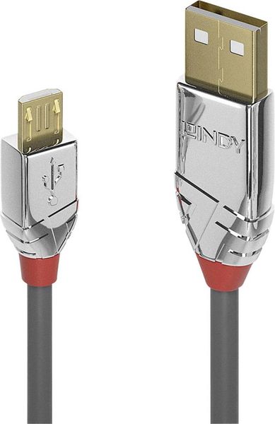LINDY USB-Kabel USB 2.0 USB-A Stecker, USB-Micro-B Stecker 2.00m Grau 36652