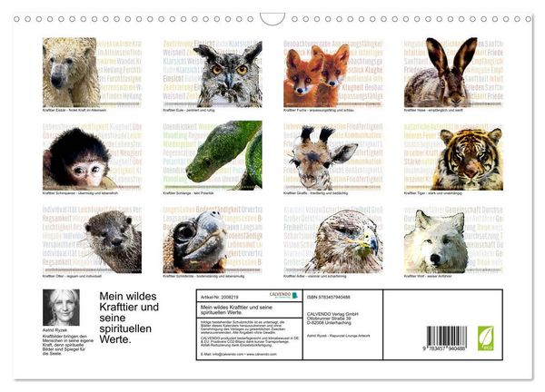 Produktbild: Mein wildes Krafttier und seine spirituellen Werte. (Wandkalender 2026 DIN A3 quer), CALVENDO Monatskalender