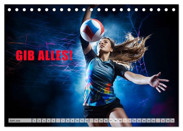 Produktbild: Volleyball und Motivation (Tischkalender 2026 DIN A5 quer), CALVENDO Monatskalender