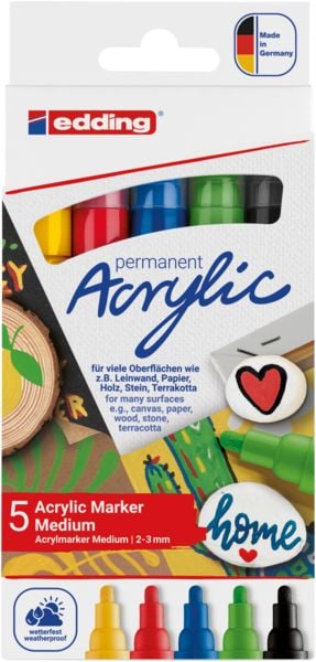 Produktbild: Edding Acrylmarker Acrylic 5100 Mittel 5er Set