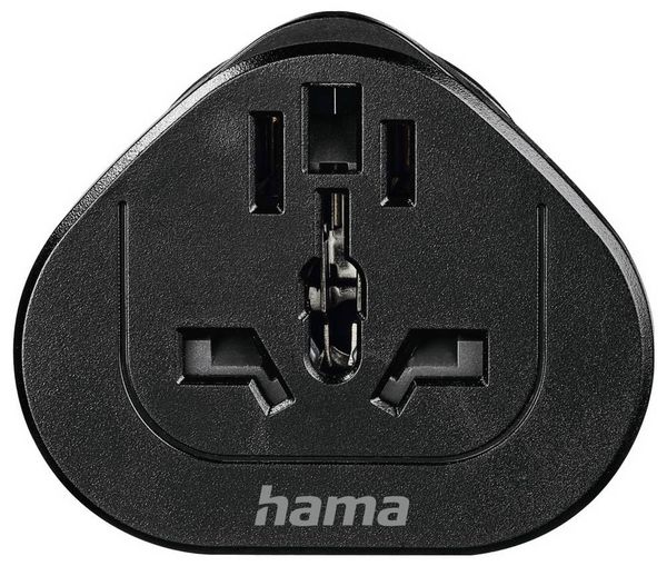 Produktbild: Hama 00223454 Reiseadapter Reiseadapter Typ E und F, 3-polig, universal, Welt nach Europa, Schwarz