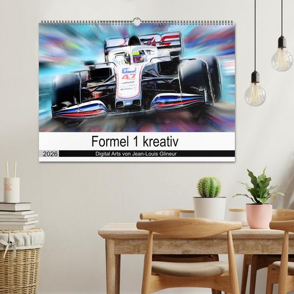 Produktbild: Formel 1 kreativ - Digital Art von Jean-Louis Glineur (Wandkalender 2026 DIN A2 quer), CALVENDO Monatskalender