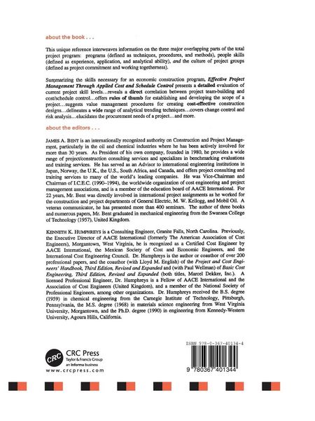 Produktbild: Effective Project Management Through Applied Cost and Schedule Control