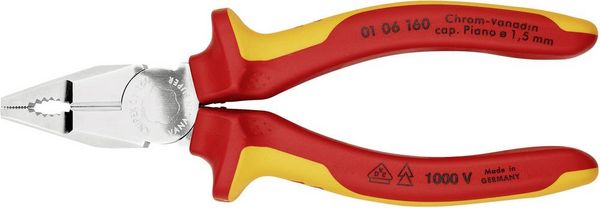 Produktbild: Knipex 01 06 160 VDE Kombizange 160mm DIN EN 60900, DIN ISO 5746