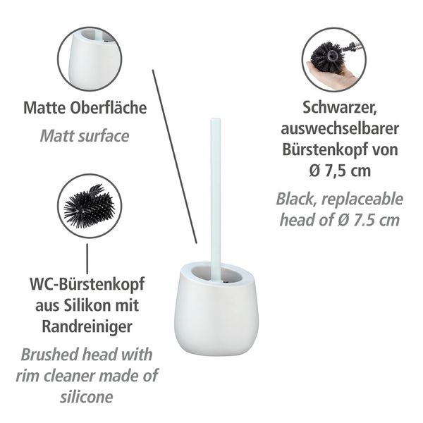 Produktbild: WC-Garnitur Mod. Badi Wei&szlig; Keramik, mit Silikon-B&uuml;rstenkopf