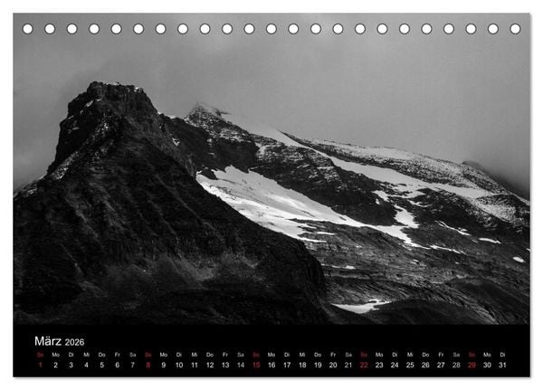 Produktbild: BERGE IN SCHWARZ WEISS (Tischkalender 2026 DIN A5 quer), CALVENDO Monatskalender