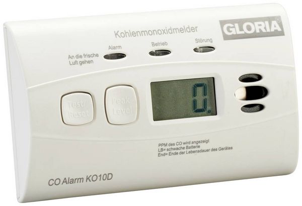 Produktbild: Gloria KO10D Kohlenmonoxid-Melder inkl. 10 Jahres-Batterie batteriebetrieben detektiert Kohlenmonoxid