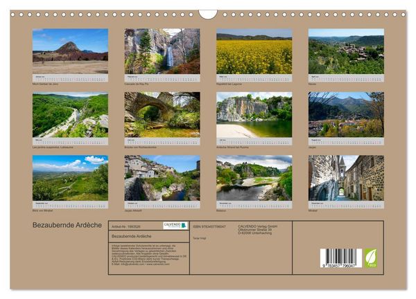 Produktbild: Bezaubernde Ard&egrave;che (Wandkalender 2026 DIN A3 quer), CALVENDO Monatskalender