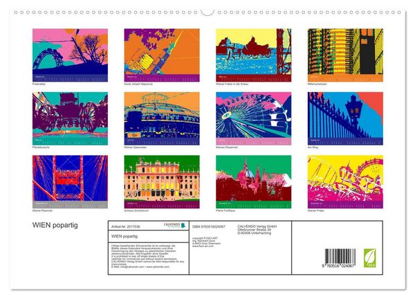 Produktbild: WIEN popartig (hochwertiger Premium Wandkalender 2026 DIN A2 quer), Kunstdruck in Hochglanz
