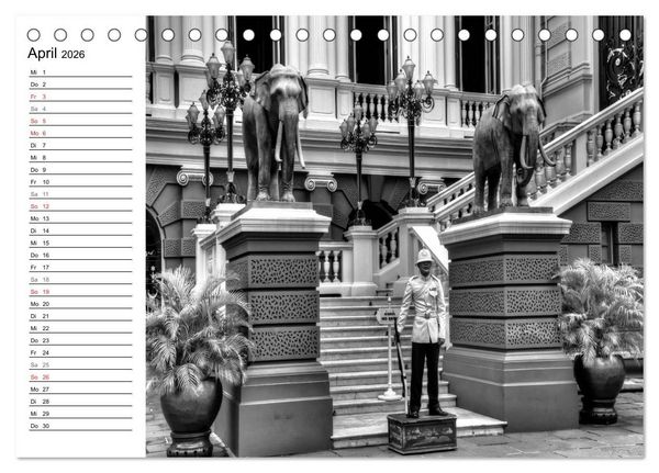 Produktbild: Bangkok Impressionen in Schwarz Wei&szlig; (Tischkalender 2026 DIN A5 quer), CALVENDO Monatskalender