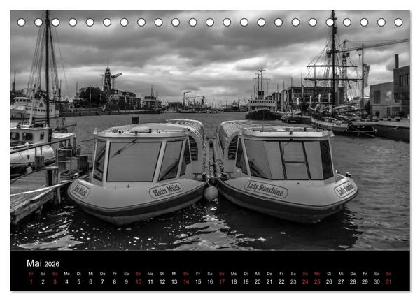 Produktbild: Bremerhaven - Blickpunkte Schwarzwei&szlig; (Tischkalender 2026 DIN A5 quer), CALVENDO Monatskalender