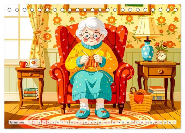 Produktbild: Oma rockt den Ruhestand - Lustiger Frauenkalender mit Humor (Tischkalender 2026 DIN A5 quer), CALVENDO Monatskalender