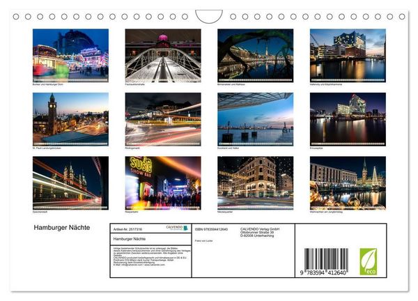 Produktbild: Hamburger N&auml;chte (Wandkalender 2027 DIN A4 quer), CALVENDO Monatskalender