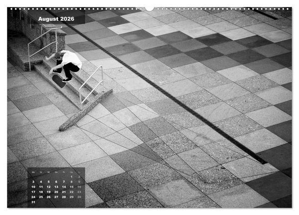 Produktbild: Skateboarden in Schwarz-Wei&szlig; (hochwertiger Premium Wandkalender 2026 DIN A2 quer), Kunstdruck in Hochglanz