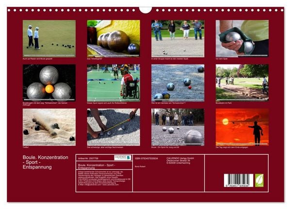 Produktbild: Boule. Konzentration - Sport - Entspannung (Wandkalender 2026 DIN A3 quer), CALVENDO Monatskalender