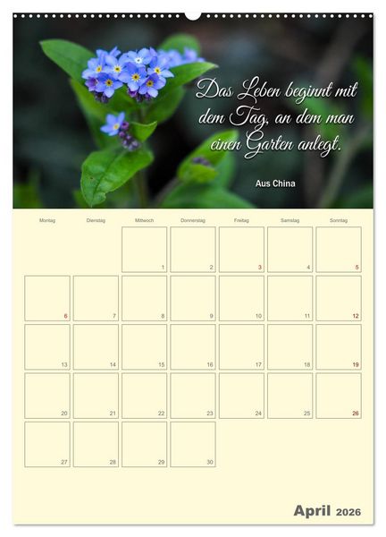 Produktbild: Gartenliebe (Wandkalender 2026 DIN A2 hoch), CALVENDO Monatskalender