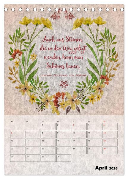 Produktbild: Lebensweisheiten zum Reflektieren (Tischkalender 2026 DIN A5 hoch), CALVENDO Monatskalender