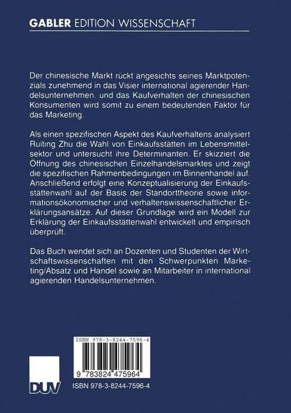 Produktbild: Die Einkaufsst&auml;ttenwahl chinesischer Konsumenten