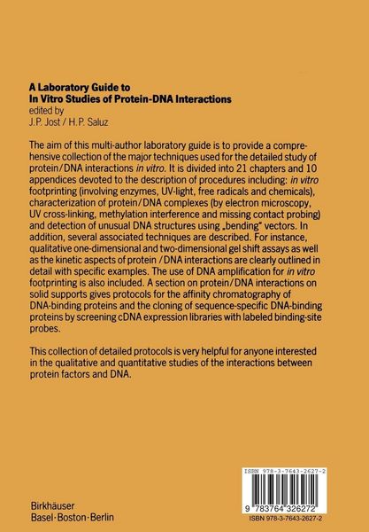 Produktbild: A Laboratory Guide to In Vitro Studies of Protein-DNA Interactions