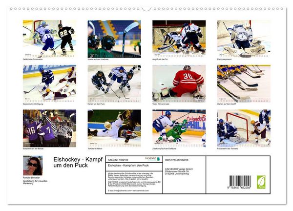 Produktbild: Eishockey - Kampf um den Puck (hochwertiger Premium Wandkalender 2026 DIN A2 quer), Kunstdruck in Hochglanz