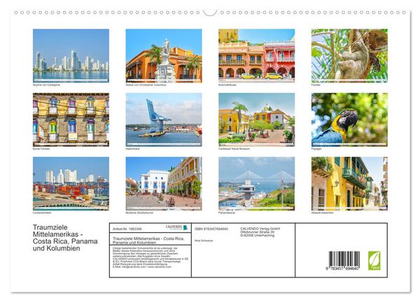 Produktbild: Traumziele Mittelamerikas - Costa Rica, Panama und Kolumbien (hochwertiger Premium Wandkalender 2026 DIN A2 quer), Kunstdruck in Hochglanz