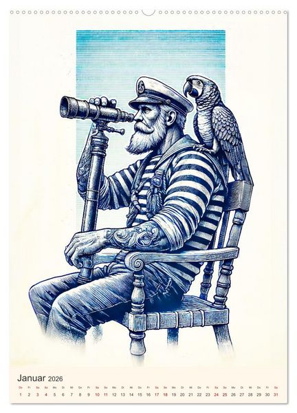Produktbild: Seemannsleben - Vintage Matrosen und Seefahrer-Romantik (hochwertiger Premium Wandkalender 2026 DIN A2 hoch), Kunstdruck in Hochglanz