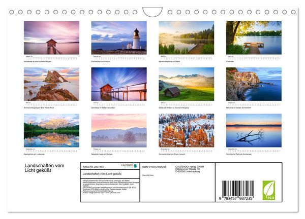 Produktbild: Landschaften vom Licht gek&uuml;&szlig;t (Wandkalender 2026 DIN A4 quer), CALVENDO Monatskalender
