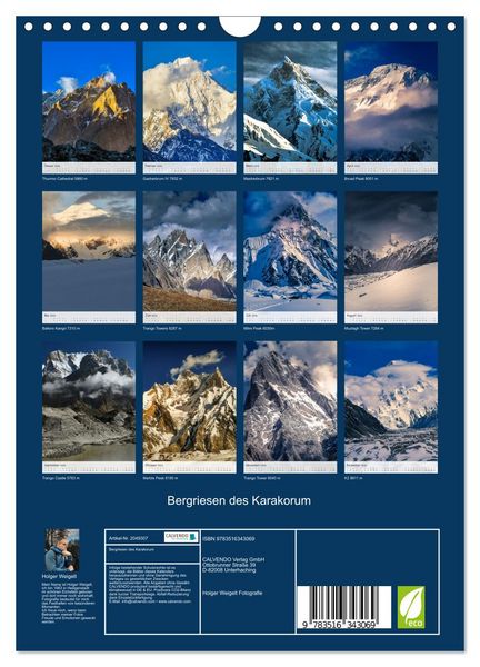 Produktbild: Bergriesen des Karakorum (Wandkalender 2026 DIN A4 hoch), CALVENDO Monatskalender
