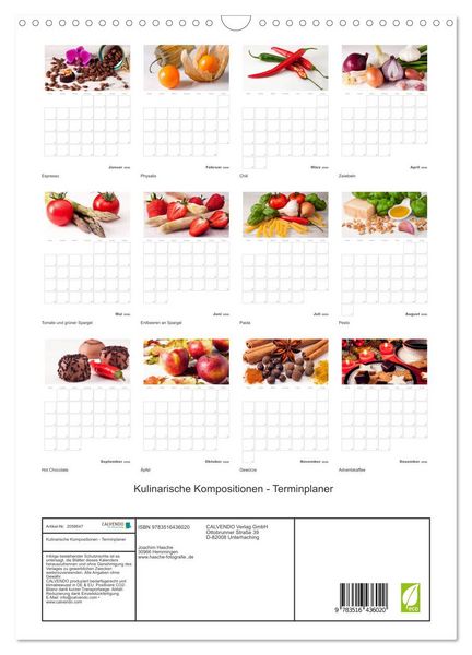 Produktbild: Kulinarische Kompositionen - Terminplaner (Wandkalender 2026 DIN A3 hoch), CALVENDO Monatskalender