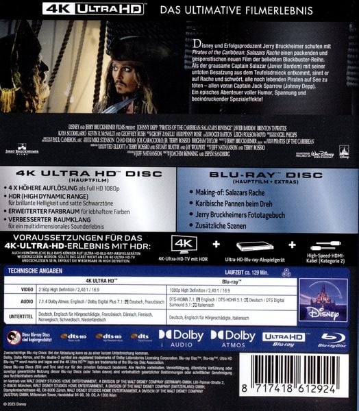 Produktbild: Pirates of the Caribbean 5 - Salazars Rache (4K Ultra HD) (+ Blu-ray 2D)