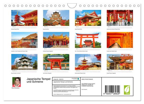 Produktbild: Japanische Tempel und Schreine (Wandkalender 2026 DIN A4 quer), CALVENDO Monatskalender
