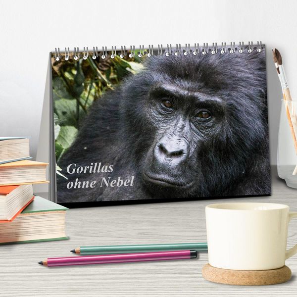 Produktbild: Gorillas ohne Nebel (Tischkalender 2026 DIN A5 quer), CALVENDO Monatskalender
