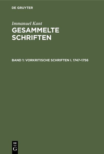 Produktbild: Vorkritische Schriften I. 1747&ndash;1756