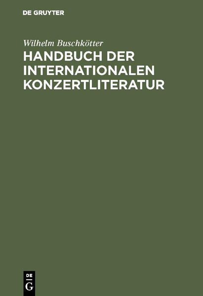 Produktbild: Handbuch der internationalen Konzertliteratur