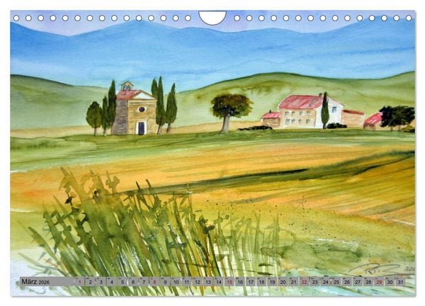 Produktbild: Toskana Aquarelle (Wandkalender 2026 DIN A4 quer), CALVENDO Monatskalender