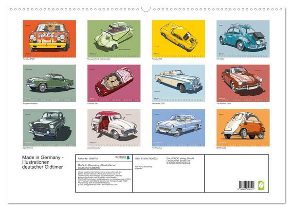 Produktbild: Made in Germany - Illustrationen deutscher Oldtimer (Wandkalender 2026 DIN A2 quer), CALVENDO Monatskalender