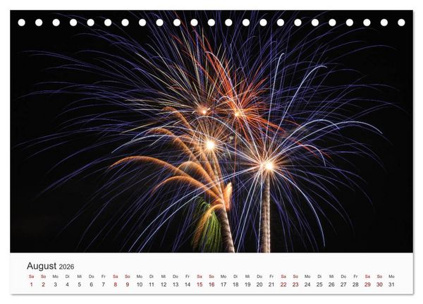 Produktbild: Feuerwerke - Kunstwerke am Himmel (Tischkalender 2026 DIN A5 quer), CALVENDO Monatskalender