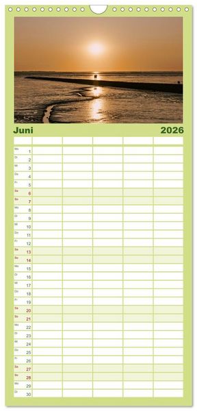 Produktbild: Familienplaner 2026 - K&uuml;stenregionen Deutschland mit 5 Spalten (Wandkalender, 21 x 45 cm) CALVENDO