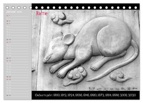 Produktbild: Das Chinesische Horoskop / Geburtstagskalender (Tischkalender 2026 DIN A5 quer), CALVENDO Monatskalender