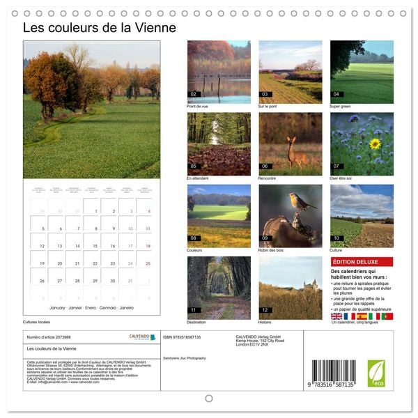 Produktbild: Les couleurs de la Vienne (Calendrier mural carr&eacute; 2026 30x30 cm) Calendrier double avec une page pour vos prises de notes